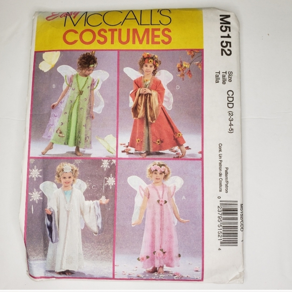UNCUT McCall's Sewing Pattern M5152 Angel Fairy Toddler Halloween Costume